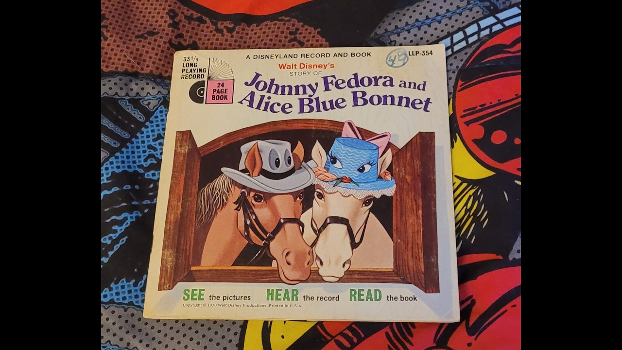 Дисней Джонни в шляпе-федоре и Алисе в голубом чепчике, 1970 год, книга на пластинке, сокращенная...