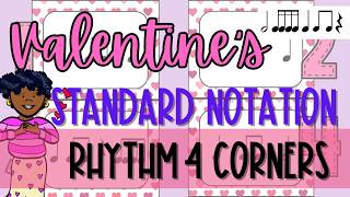 Valentine's Day Music Rhythm Four Corners Game and Brain Break - Intermediate