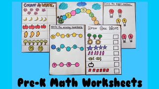 Pre-K Math Worksheets| Playgroup Counting Activities | Missing Numbers