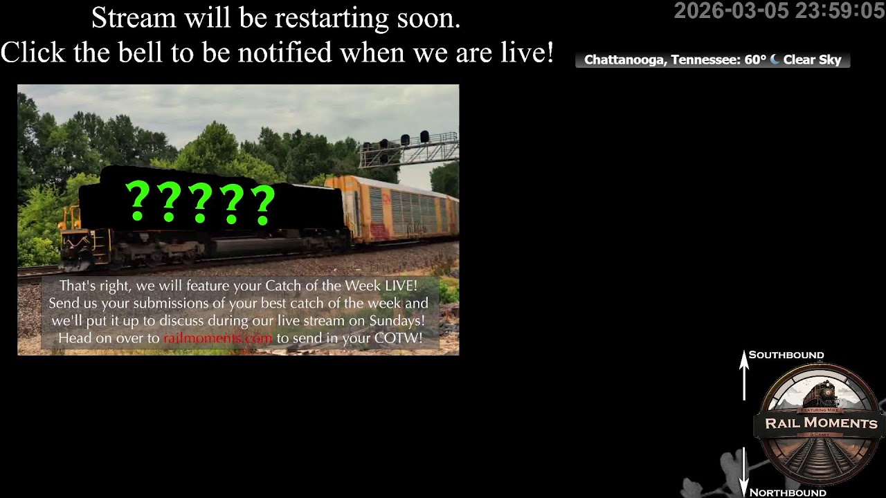 Live Chattanooga Railcam on W&A Subdivision - #CSX line in bird sanctuary by Mile Post 122.8 in TN