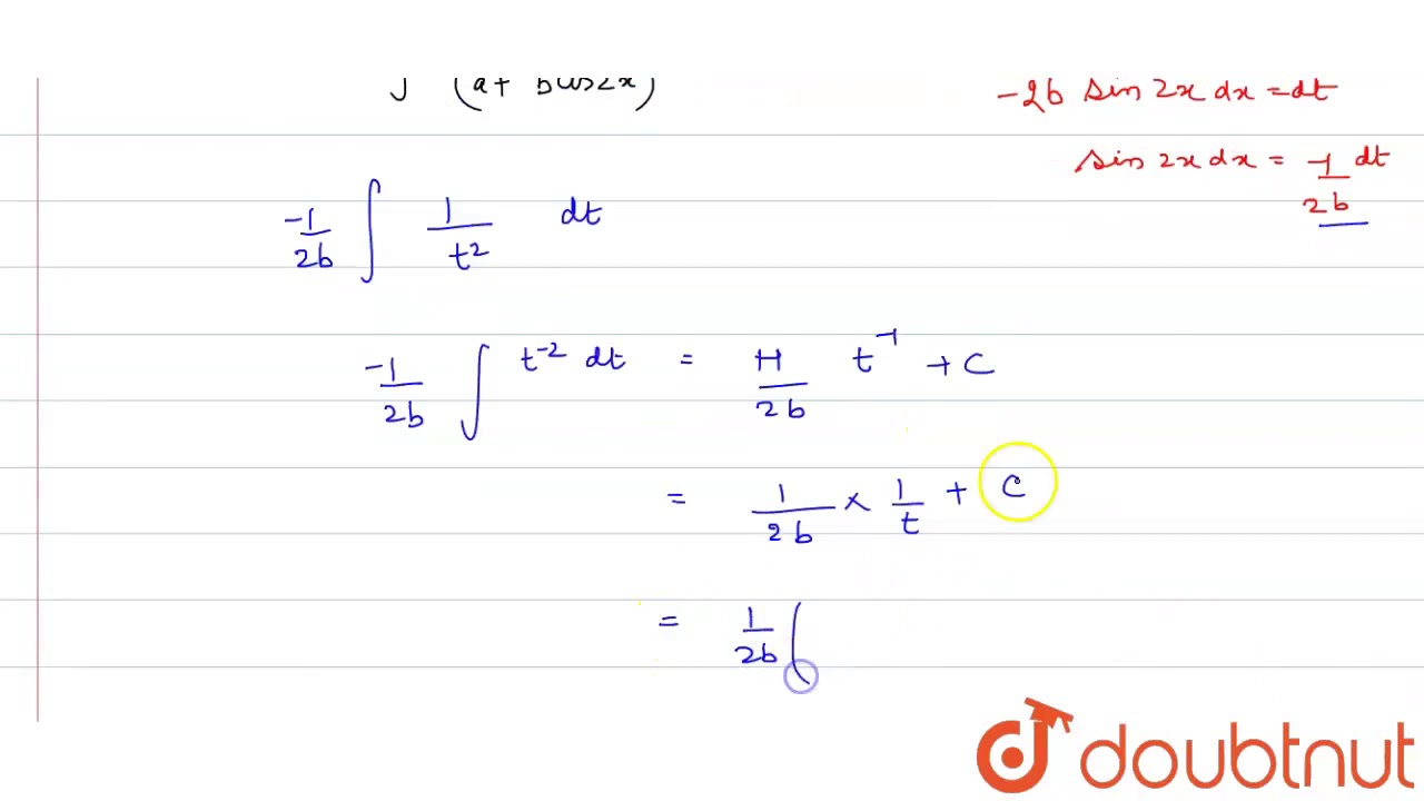  Evaluate i int sin2x a bcos2x 2 Dx ii int logx 2 x Dx YouTube