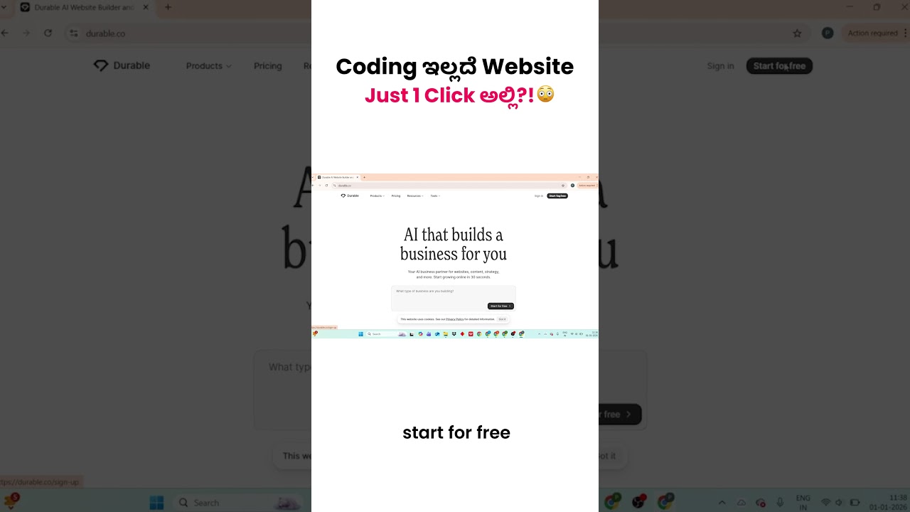 Coding ಇಲ್ಲದೆ 1 Click ನಲ್ಲಿ Full Website Build ಮಾಡಬಹುದು?! Durable AI Demo 🤯