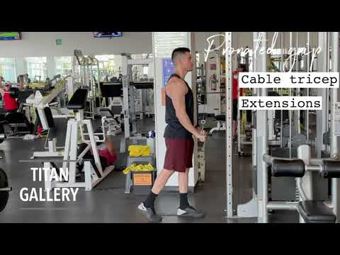 Pronated grip cable tricep extensions