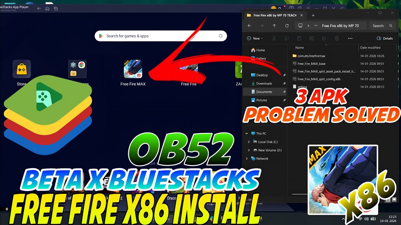 How To Install Free Fire X86 In Bluestacks | Beta X Bluestacks ob52 Apk Download 