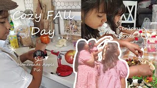🍎 Cozy Fall Day at the Apple Orchard | Baking Apple Pie + Sensory Activities with the Kids
