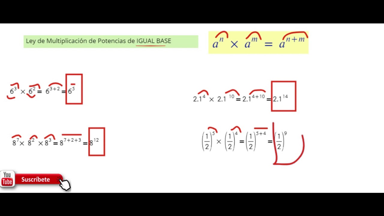 Leyes de Multiplicación de Potencias YouTube