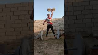 Homemade equipments exercises lifting heavy weights