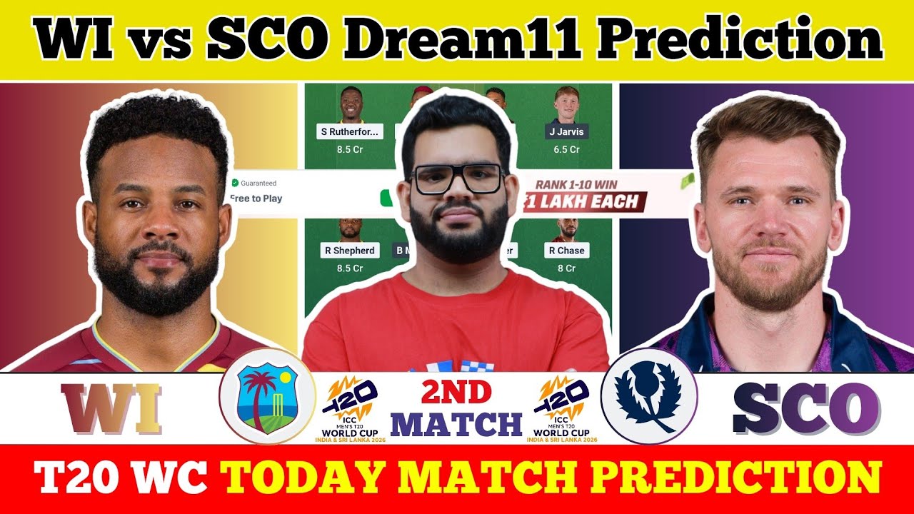 WI vs SCO Dream11 Prediction| WI vs SCO Today Match Prediction| T20 World Cup Match 2