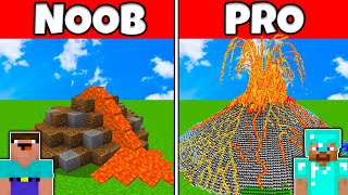 Minecraft NOOB vs PRO: GIANT VOLCANO HOUSE BUILD CHALLENGE