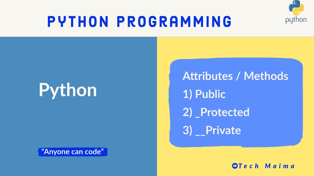 Methods attribute. Атрибуты в питоне. Private protected Python. Public Python. Приватные атрибуты Python.