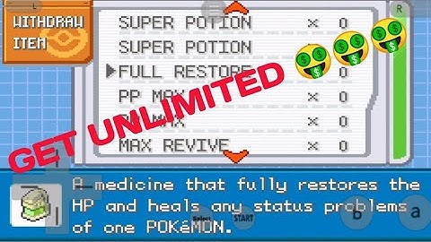 How to get unlimited (pp max, super potion, max revive) in pokemon leaf green (cheat code)
