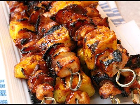 BBQ Chicken Bacon Pineapple Kabobs