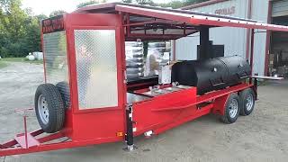Fully loaded cook trailer for Top Dawg Grillers.