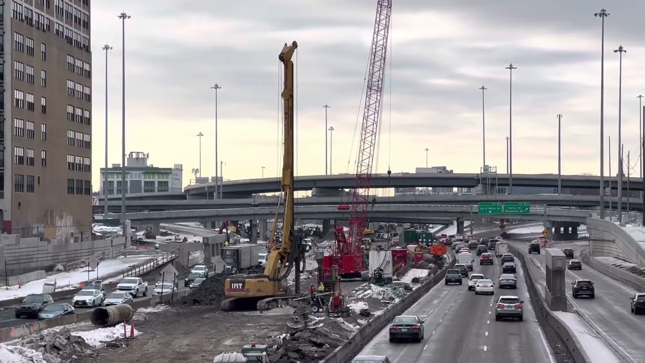 Kennedy Expressway Construction at Jane Byrne Circle Interchange From Monroe Street Bridge