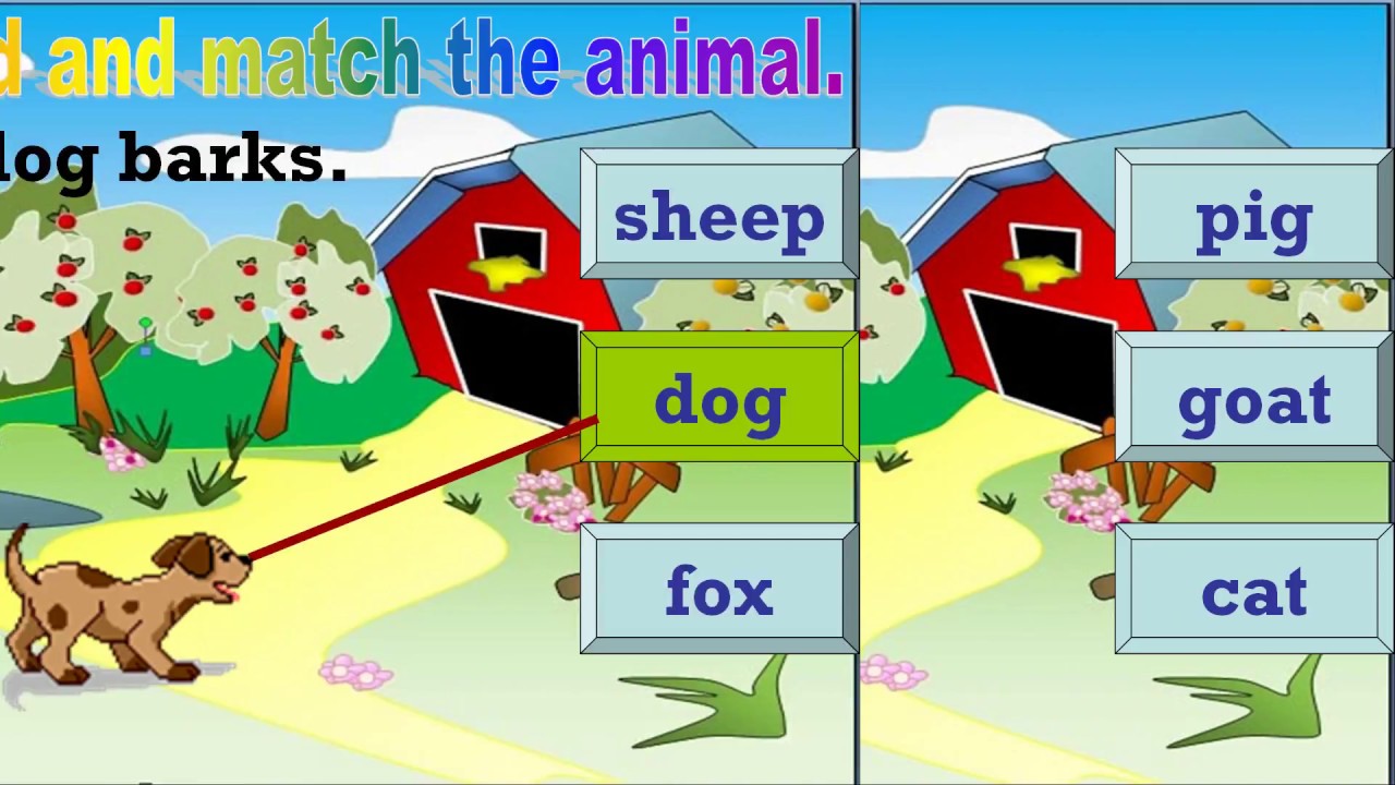 Farm animals | animal cries | Matching game for teachers to teach. - YouTube