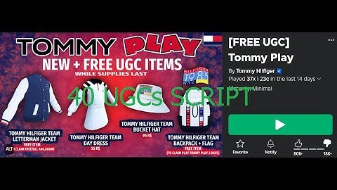 Roblox Tommy Play auto 40 UGCs (inf coins & auto purchase) UPDATED script [Roblox Exploiting]