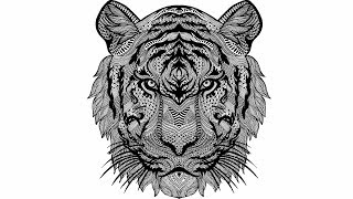 Vẽ hoạ tiết hình xăm Con Hổ - How to draw Tiger face tattoos | Art Mam Choi La screenshot 5