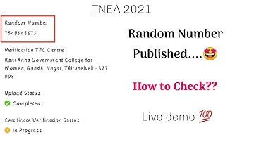 TNEA 2021 Random number published|How to check??
