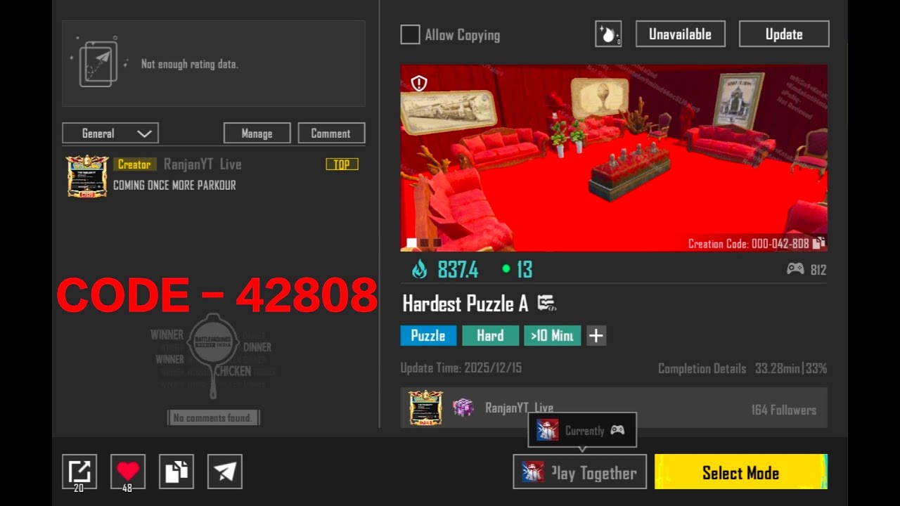 Hardest Puzzle Game | Code 42808 | ⁨@theranjanyt⁩ - YouTube