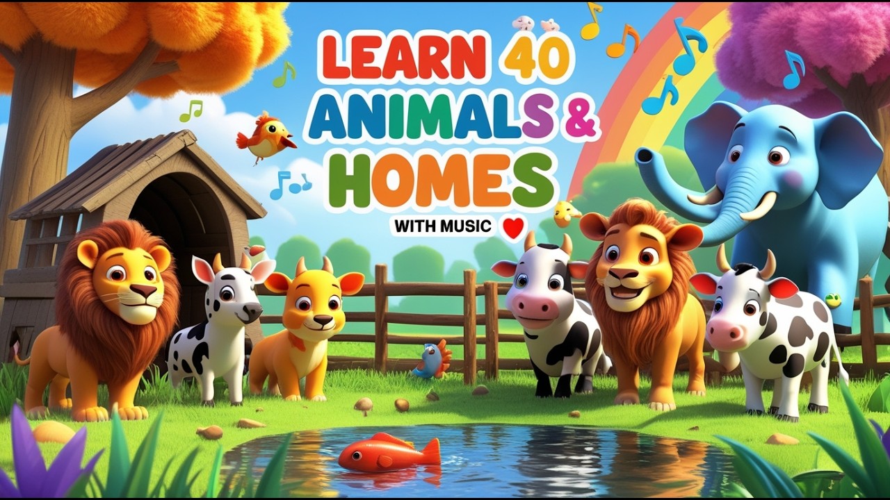 Learn 40 Animals & Their Homes with Music | Fun Learning for Kids