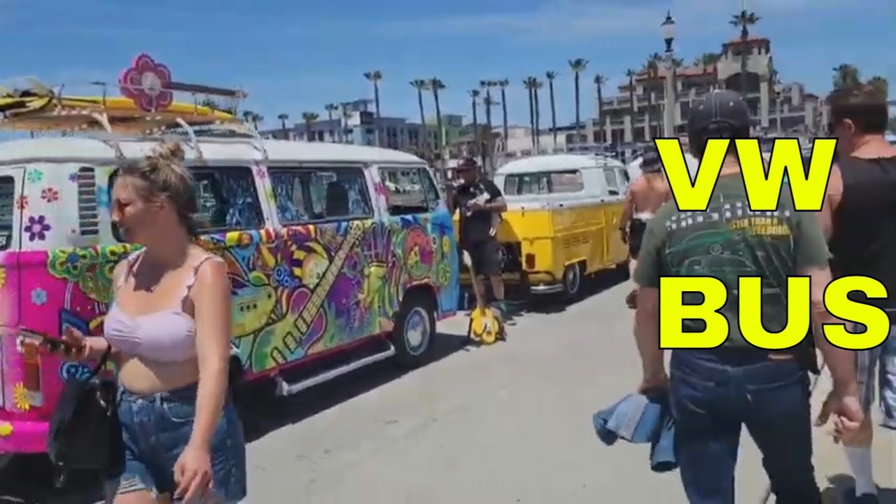 VW BUSSES AT THE BEACH SoCal  Busses and Bikini Huntington Beach Pier Kowabunga
