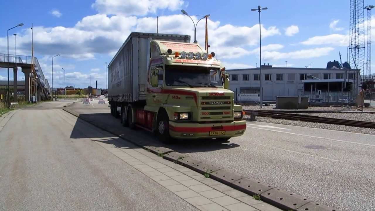 Scania T143 M 500 Peter E Nielsen in Ystad Harbour