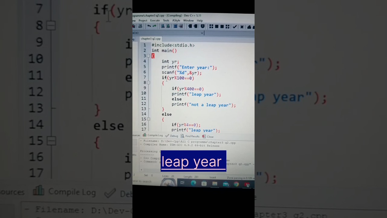 leap year program in c language 