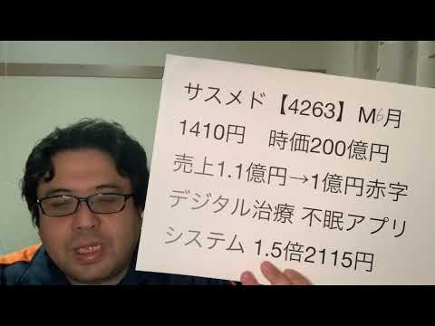 サスメド【4263】新規上場IPO銘柄かんたんチェック！2021.12.24