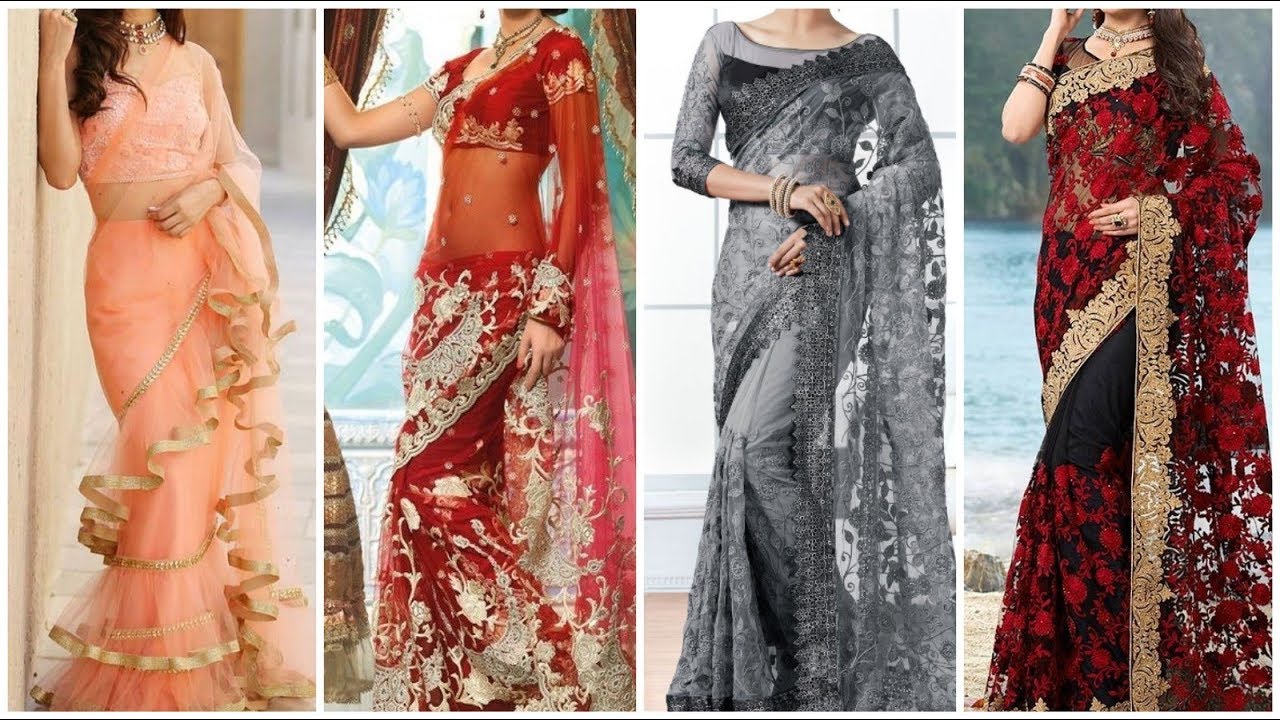 Designer Net saree designs 