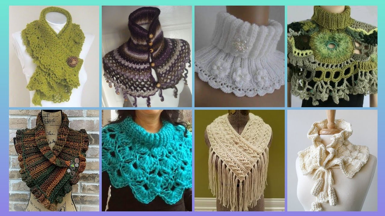Impressive Elegant outstanding crochet pattern of handmade neck scraft outfits designs ideas
