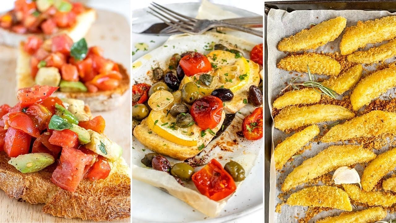 VEGAN DINNER 003: Baked tofu w olives, lemon and tomatoes + avo bruschetta + baked rosemary potatoes