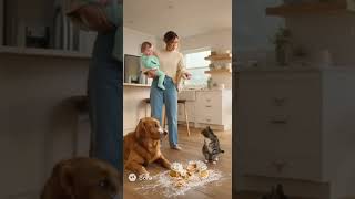 Caught in Cake Chaos 🍰🐶🐱 — Who’s the Real Culprit?! #CakeChaos #DogVsCat #FunnyPets  #MomLife