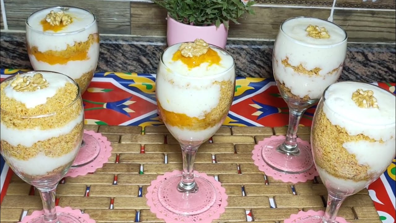 أخف كنافة على قلبك فى رمضان😋كأسات الكنافة بالقشطة الدايت (كنافة المقلاه)👌بدون سكر |وصفات للدايت