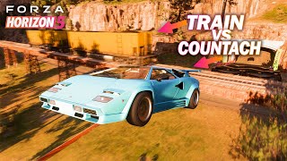 Forza Horizon 5 - Lamborghini Countach VS Train (Who will win?)