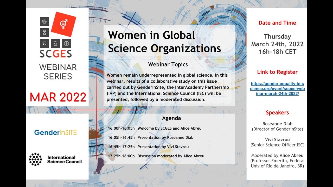 SCGES Webinar March 2022: Women in Global Science Organizations