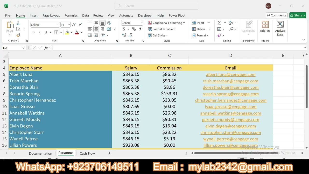 SAM Project 1a Excel Module 01 | NP_EX365_2021_1a | Tabula Insurance Agency