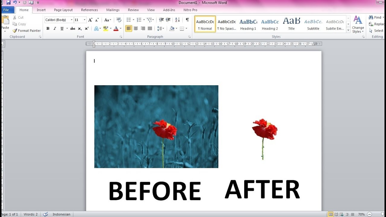 Cara Menghapus Background Gambar Di Microsoft Word Youtube