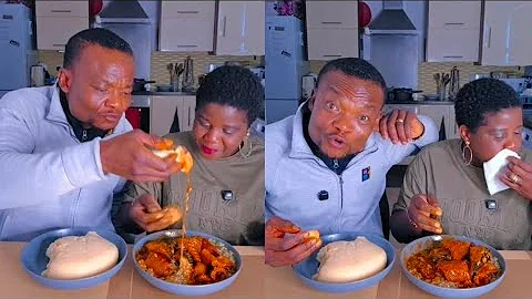 MY WIFE MAKES GOOD FOOD NIGERIAN FOOD MUKBANG ASMR FUFU & GREEN OKRA & STEW