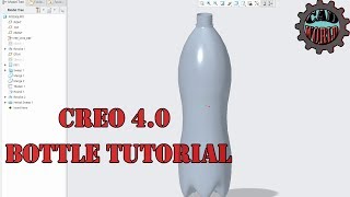 How to design bottle in creo using simple revolve and sweep in surface design.