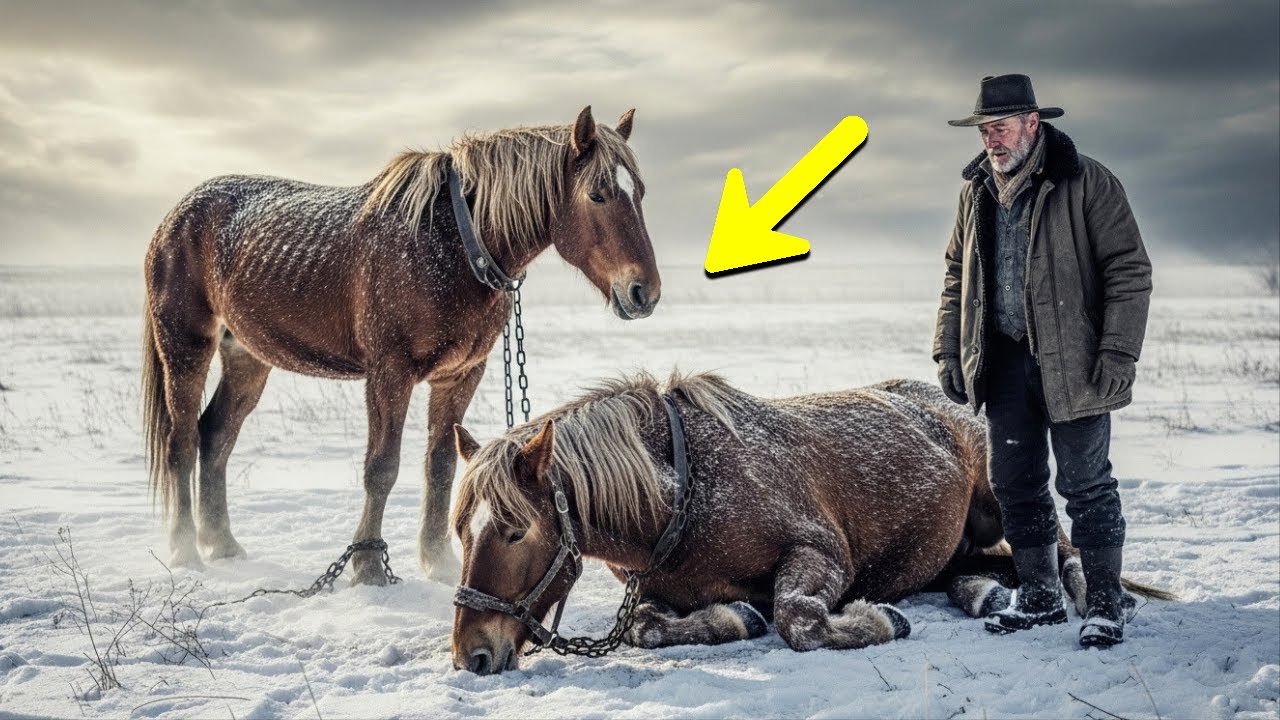 Egy farmer két vadlovat talált a hóban láncra verve – de amit rejtegettek, mindenkit megdöbbentett