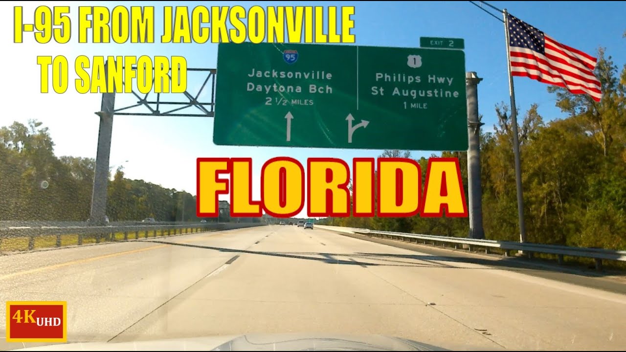 VIRTUAL DRIVE THROUGH I-95 FROM JACKSONVILLE TO SANFORD, FLORIDA | TIMELAPSE | 4KUHD |CANDY CHANNEL