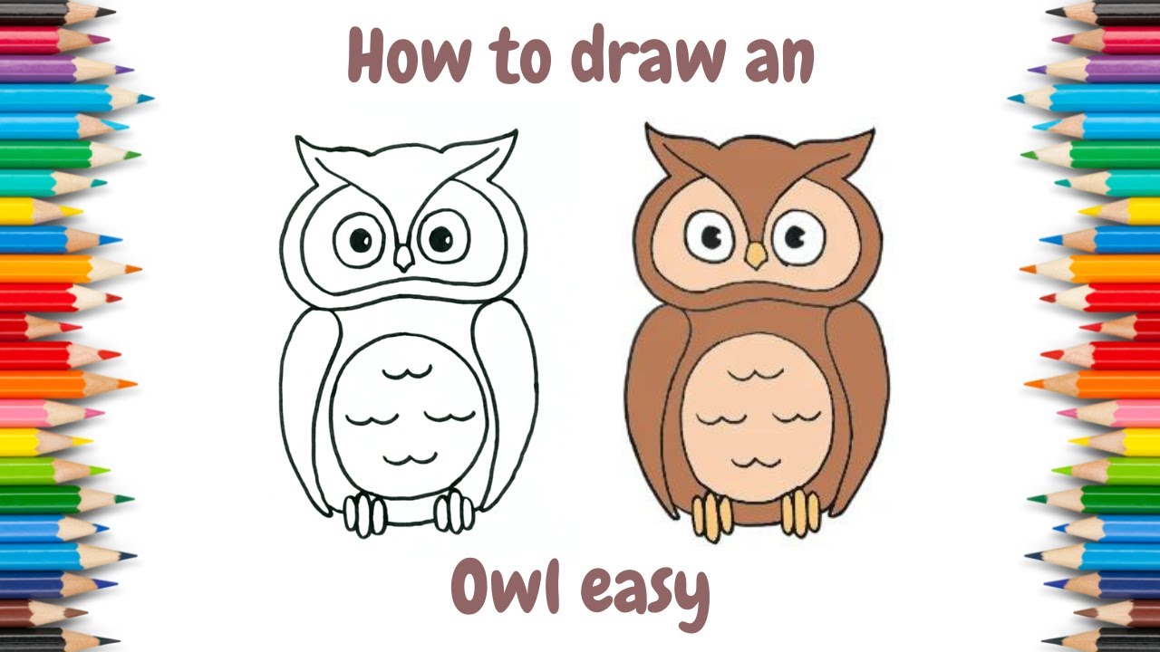 How to draw an Owl easy steps | Owl drawing step by step for kids ...