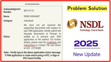 pan card we have not yet received the supporting documents with respect to your pan application