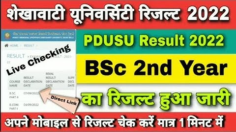 pdusu result 2022 | pdusu bsc 2nd year result 2022 | Shekhawati university bsc 2nd year result 2022