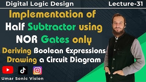 Lecture#31 | Half Subtractor using NOR Gates Implementation, Boolean Expressions & Circuit Design