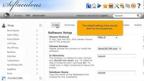 How to install osCommerce from Softaculous