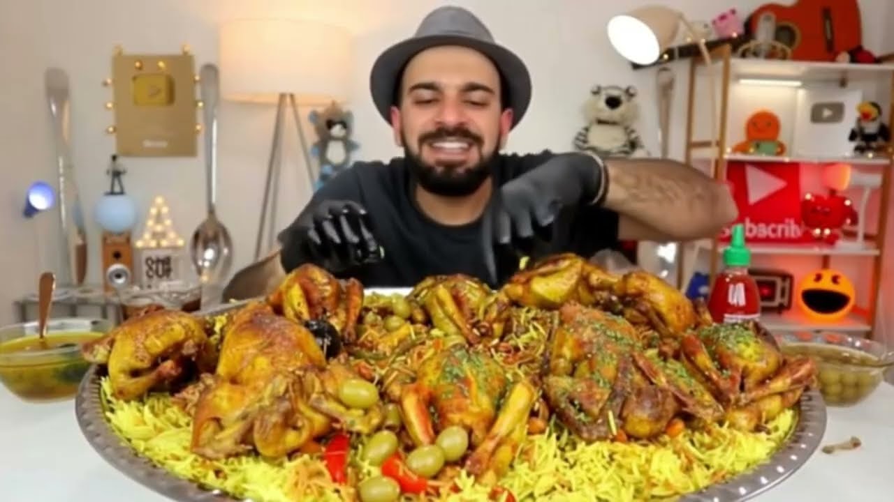 Whole Chicken with Rice|Arabic food |Mukbang|asmr sounds