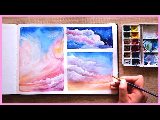 How to Paint Cotton Candy Clouds with Watercolors for Beginners | Art Journal Thursday Ep. 17