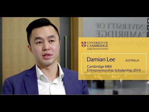 Entrepreneurship Scholarship recipient Damian Lee Australia Cambridge MBA 2019