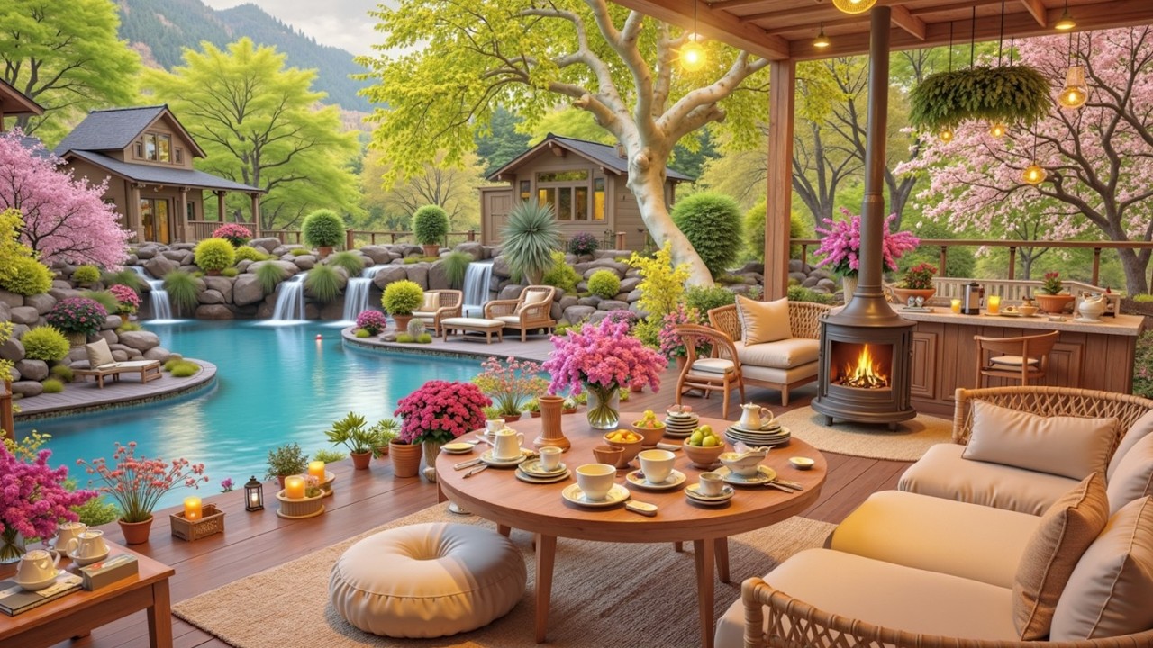 Атмосфера роскошной кофейни и расслабляющая музыка для патио